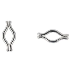 Perlenrahmen, Wellenform, 20mm, mit 4 Löchern, silber, 40 Stück