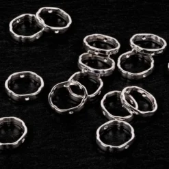 Perlenrahmen, Zieroval, außen 1,3cm x 1,5cm, innen 1,1cm x 1,3cm, silber, 14 Stück