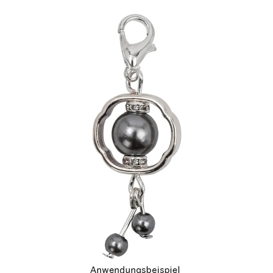 Perlenrahmen, Zieroval, außen 1,3cm x 1,5cm, innen 1,1cm x 1,3cm, silber, 14 Stück