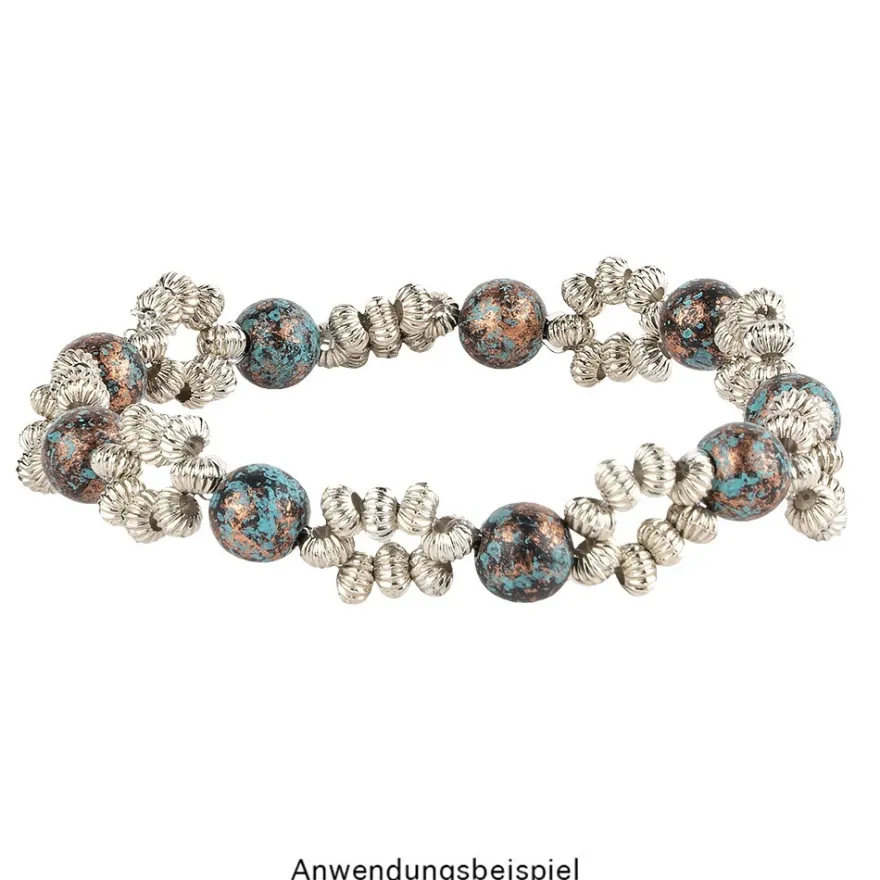 Perlen, Rondell, geriffelt, 0,4cm x 0,3cm, silber, 1880 Stück