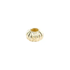 Perlen, Rondell, geriffelt, 0,4cm x 0,3cm, hellgold, 1880 Stück