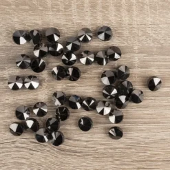 Perlen, rund, flach, Ø 1cm, facettiert, transparent, anthrazit, 40 Stück