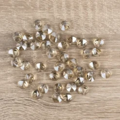 Perlen, rund, flach, Ø 1cm, facettiert, transparent, taupe, 40 Stück