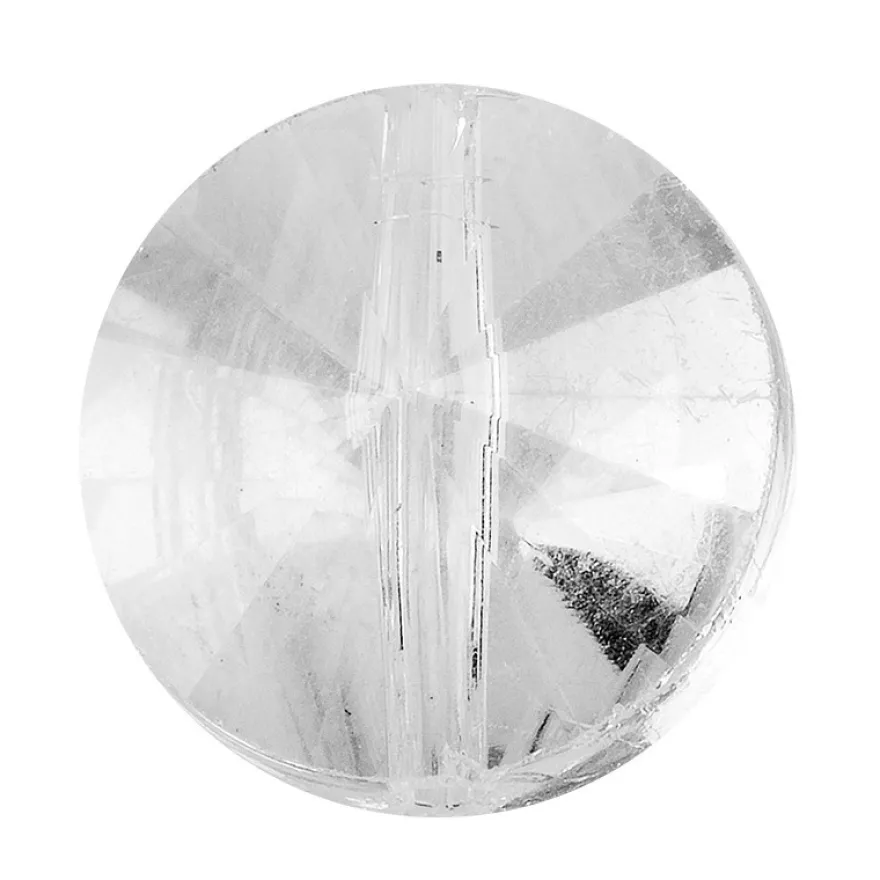 Perlen, rund, flach, Ø 1cm, facettiert, transparent, klar, irisierend, 40 Stück