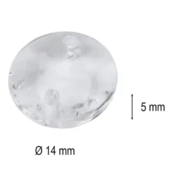Perlen, rund/flach, Ø14mm, 5mm stark, mit je 2 Löchern, klar, facettiert, 80 Stück