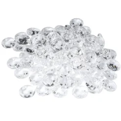 Perlen, rund/flach, Ø14mm, 5mm stark, mit je 2 Löchern, klar, facettiert, 80 Stück