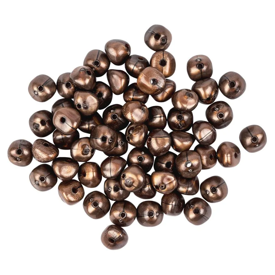 Perlen, Rund-Form, glänzend, 1,1cm x 0,8cm, Karneol-Optik, terrakotta/schwarz krakeliert, 60 Stück