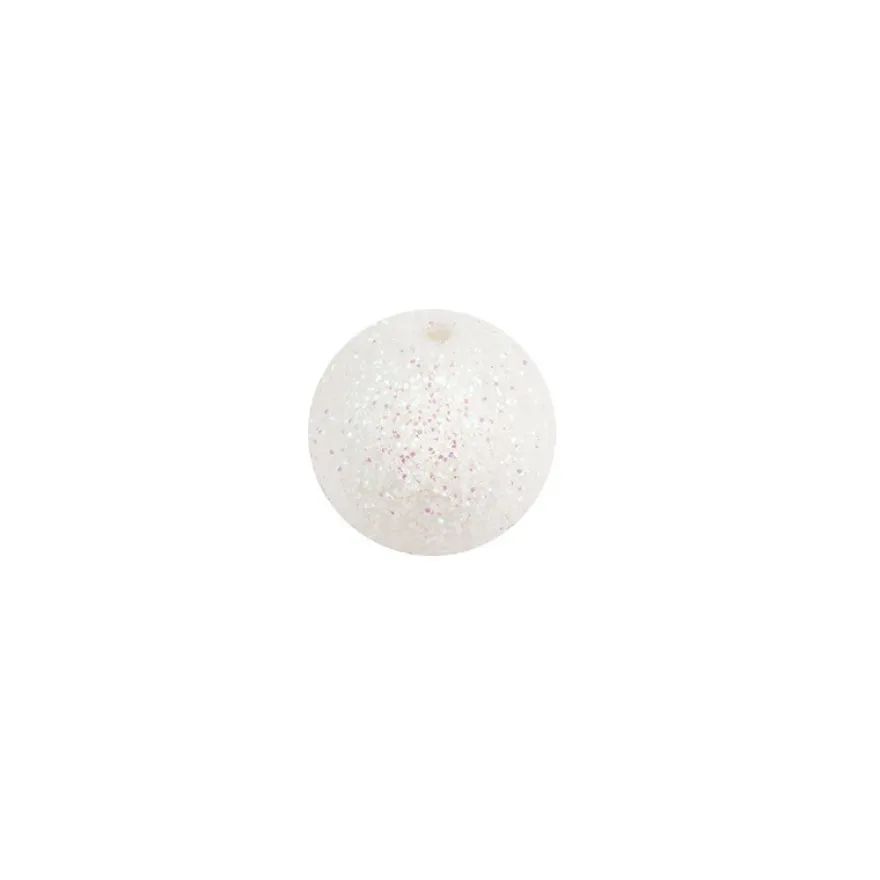 Perlen, rund, glitzer, Ø 1,4cm, weiß, irisierend Glitzer, 30 Stück