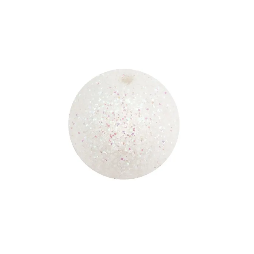 Perlen, rund, glitzer, Ø 1,8cm, weiß, irisierender Glitzer, 13 Stück