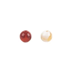 Perlen, rund, glänzend, Ø 1cm, Naturstein-Optik, naturweiß und weinrot, leicht marmoriert, 65 Stück