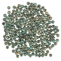 Perlen, Rund, marmoriert, Ø 0,8cm, hellgold mit grüner Patina, 230 Stück