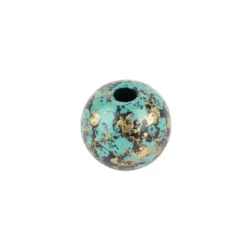 Perlen, Rund, marmoriert, Ø 0,8cm, hellgold mit grüner Patina, 230 Stück