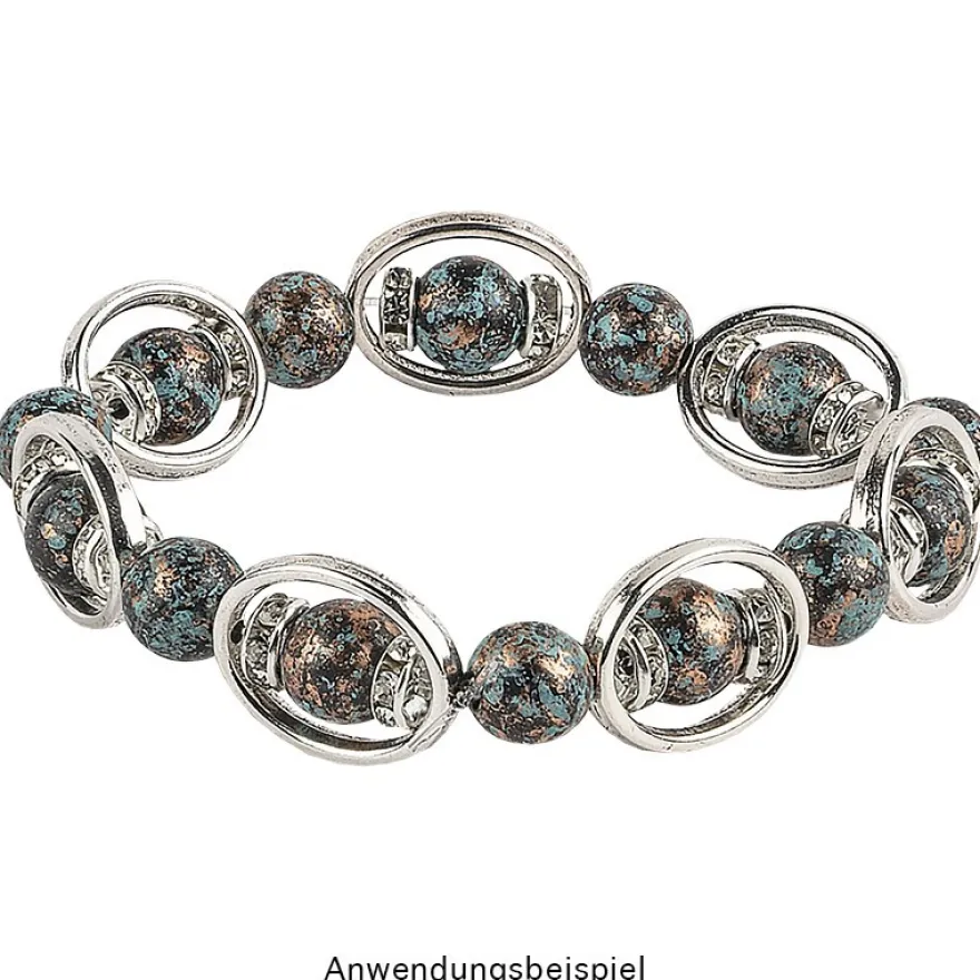 Perlen, Rund, marmoriert, Ø 0,8cm, kupfer mit grüner Patina, 230 Stück
