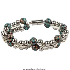 Perlen, Rund, marmoriert, Ø 0,8cm, kupfer mit grüner Patina, 230 Stück