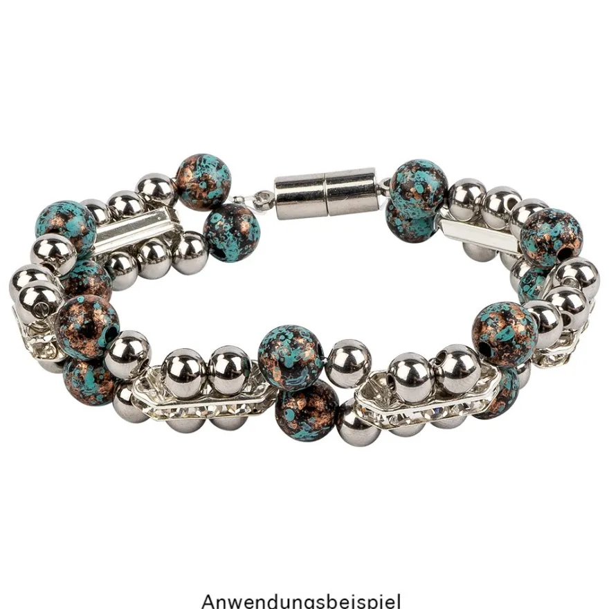 Perlen, Rund, marmoriert, Ø 0,8cm, kupfer mit grüner Patina, 230 Stück