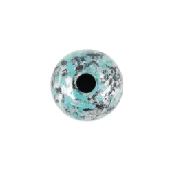 Perlen, Rund, marmoriert, Ø 0,8cm, silber mit grüner Patina, 230 Stück