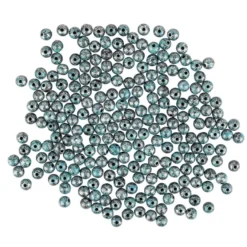 Perlen, Rund, marmoriert, Ø 0,8cm, silber mit grüner Patina, 230 Stück