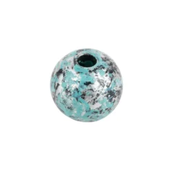 Perlen, Rund, marmoriert, Ø 0,8cm, silber mit grüner Patina, 230 Stück
