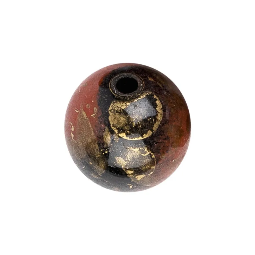 Perlen, rund, marmoriert, Ø 1,4cm, Tigeraugen-Optik,rot/braun/schwarz/gold, 25 Stück