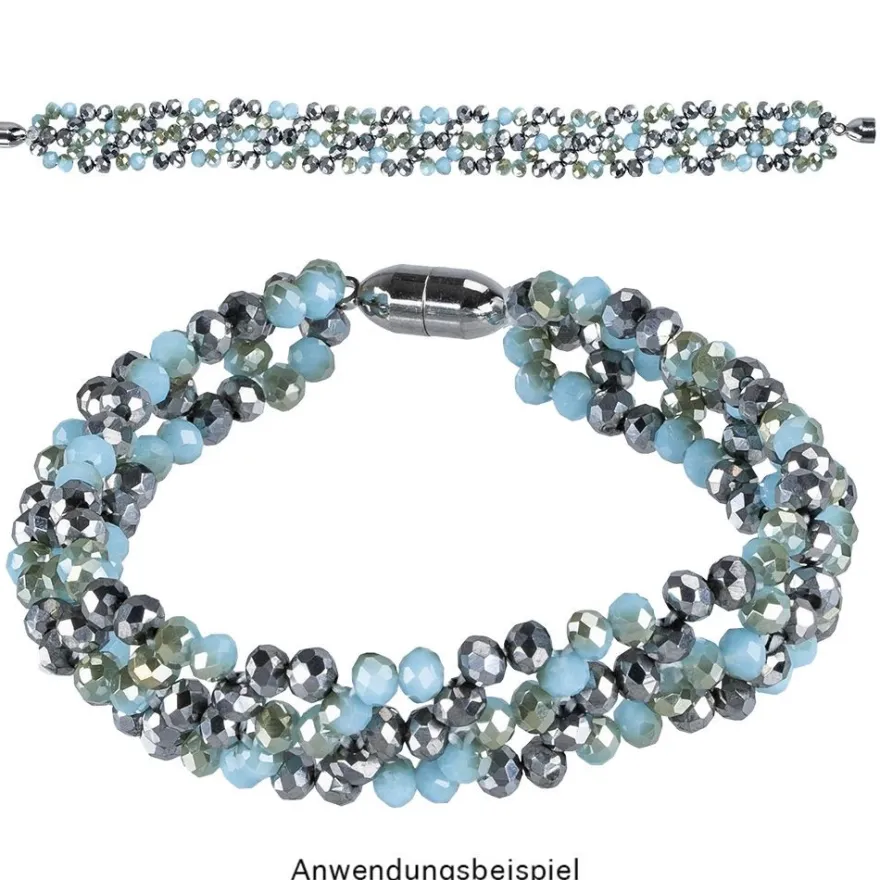 Perlen, rund, Ø 3mm, facettiert, antiksilber, metallic, 200 Stück