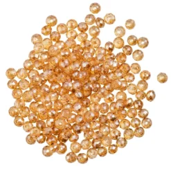 Perlen, rund, Ø 4mm, facettiert, apricot, klar, 180 Stück