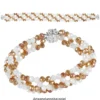 Perlen, rund, Ø 3mm, facettiert, apricot, klar, 200 Stück