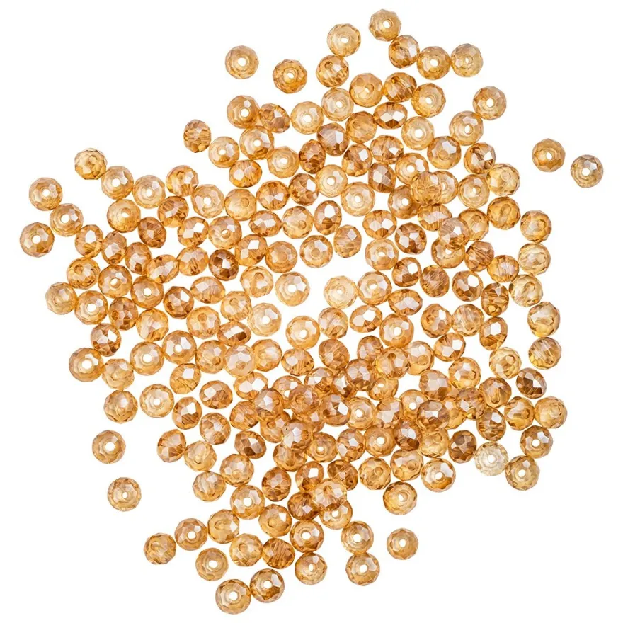 Perlen, rund, Ø 3mm, facettiert, apricot, klar, 200 Stück