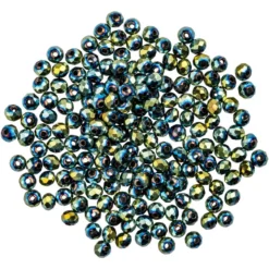 Perlen, rund, Ø 4mm, facettiert, grünblau-changierend, metallic, 180 Stück