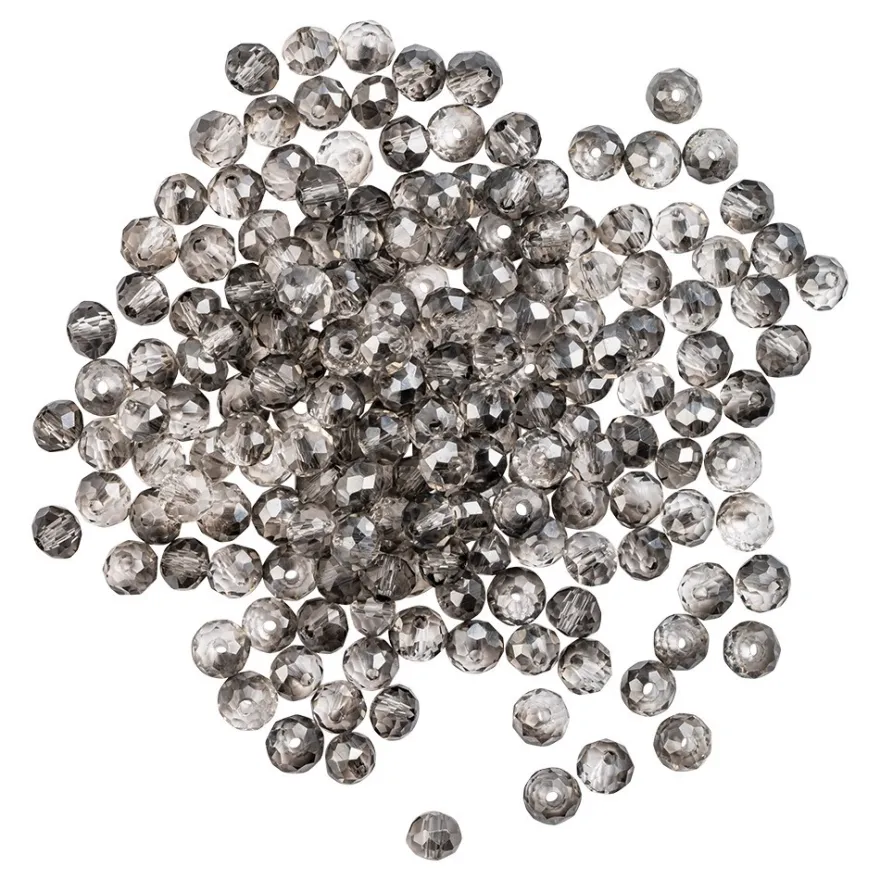 Perlen, rund, Ø 4mm, facettiert, zweifarbig, klar, helltaupe, 180 Stück