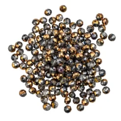 Perlen, rund, Ø 4mm, facettiert, zweifarbig, klar, kupfergold-metallic, 180 Stück
