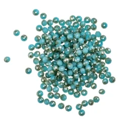 Perlen, rund, Ø 3mm, facettiert, zweifarbig, türkis, grüngold-metallic, 200 Stück