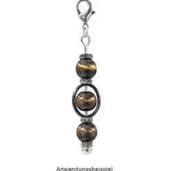 Perlen, Rund, Tigerauge, Ø 0,9cm, braun-hellbraun, 32 Stück