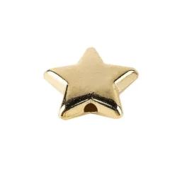 Perlen, Stern 1, flach, 1,4cm x 0,4cm, hellgold, 150 Stück
