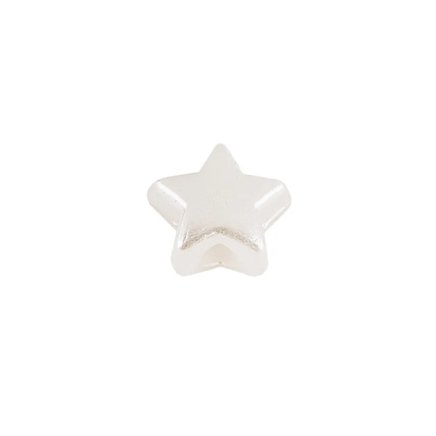 Perlen, Stern 1, flach, 0,7cm x 0,4cm, perlmutt-weiß, 770 Stück