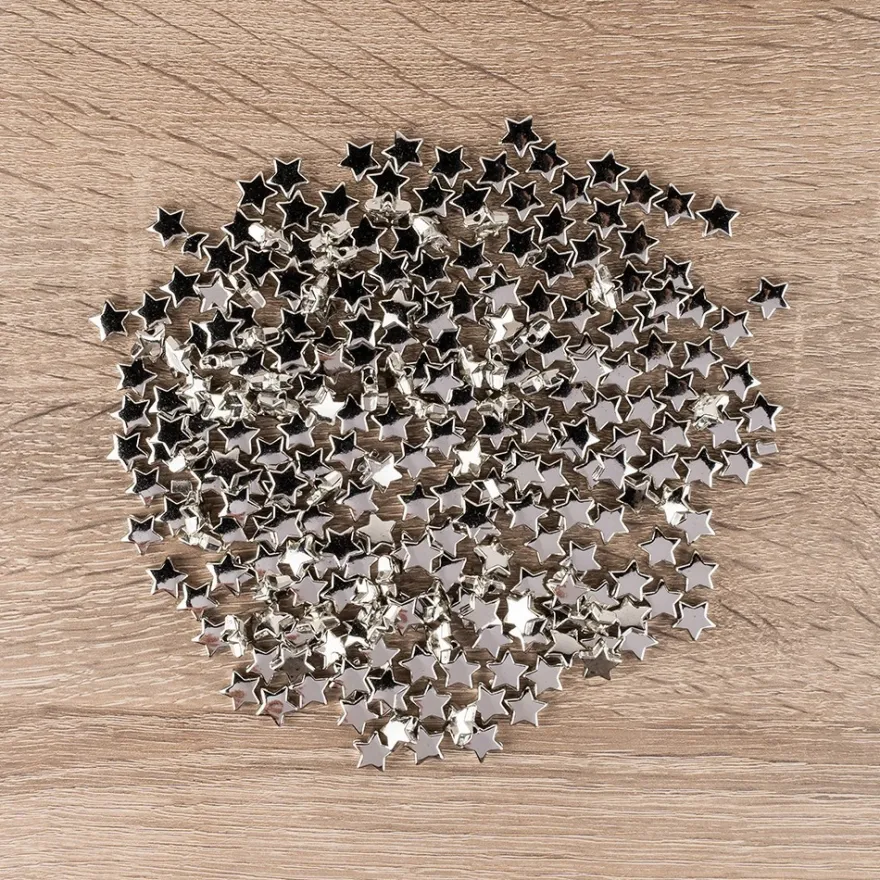 Perlen, Stern 1, flach, 1cm x 0,4cm, silber, 250 Stück