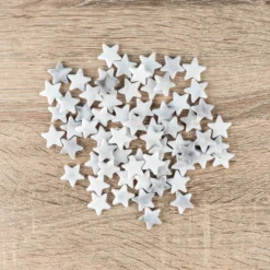 Perlen, Stern 2, flach, 2cm x 0,5cm, weiß-grau, 65 Stück