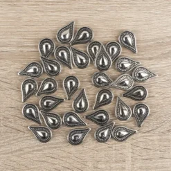 Perlen, Tropfen, 2,4cm x 1,6cm, antik-silber, 32 Stück