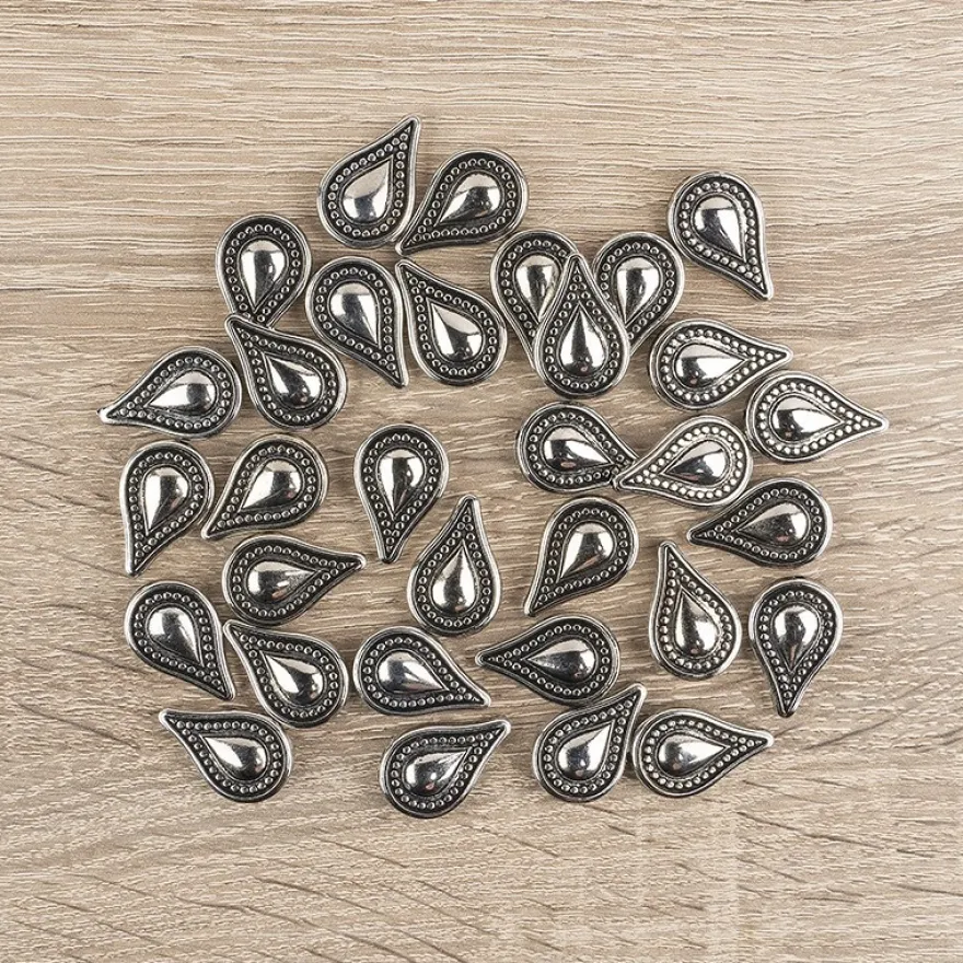Perlen, Tropfen, 2,4cm x 1,6cm, antik-silber, 32 Stück
