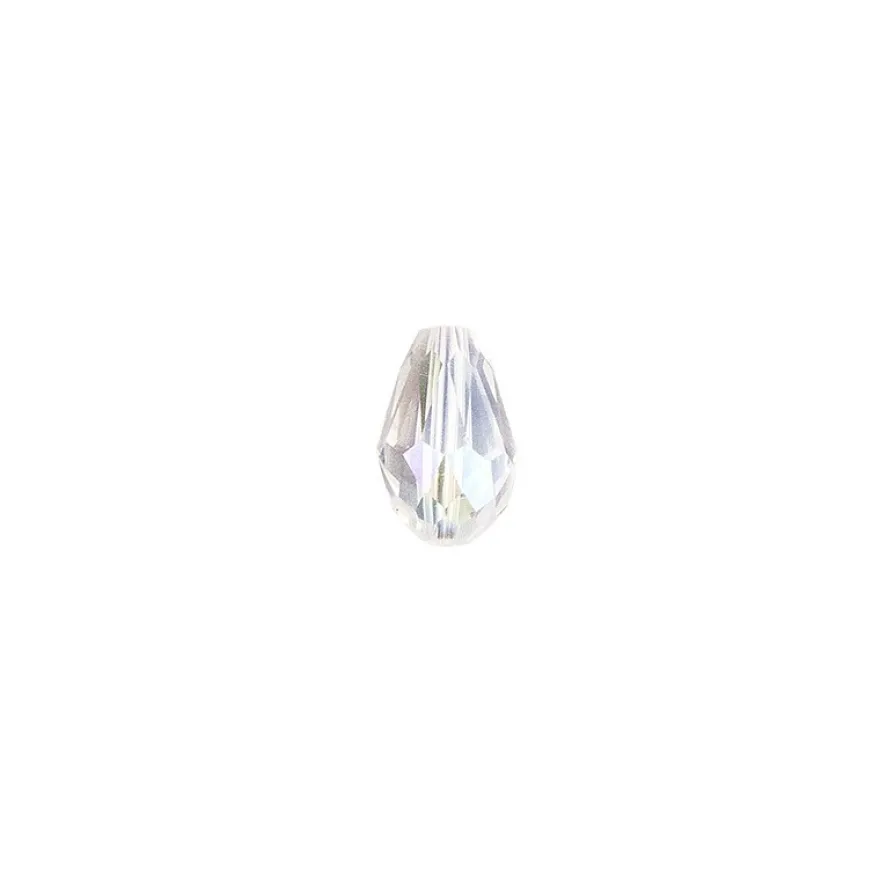 Perlen, Tropfen, facettiert, 0,8cm x 1,1cm, transparent-irisierend, 20 Stück