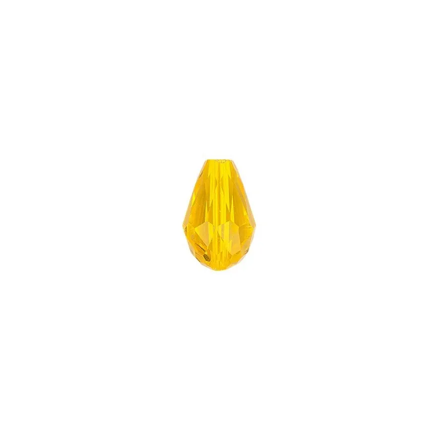 Perlen, Tropfen, facettiert, 0,8cm x 1,1cm, goldgelb, 20 Stück