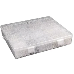 Perlen-Vielfalt in Kunststoff-Box, verschiedene Perlenarten, 500g, klar
