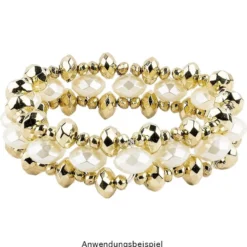 Perlen-Vielfalt in Kunststoff-Box, verschiedene Perlensorten, 500g, metallic, hellgold