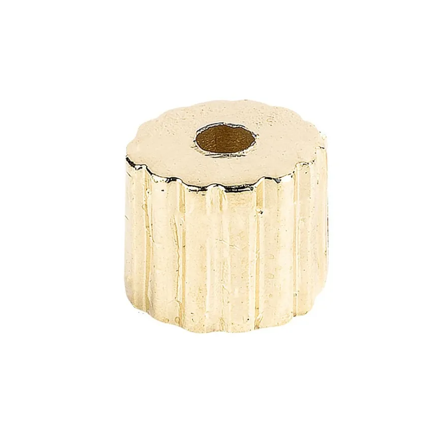 Perlen, Zylinder, geriffelt, 0,5cm x 0,6cm, hellgold, 370 Stück
