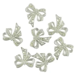 Perlmutt-Schmucksteine, Schleife, 4,5cm x 4,5cm, lindgrün, 7 Stück