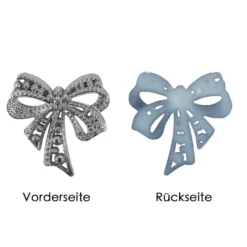 Perlmutt-Schmucksteine, Schleife, 4,5cm x 4,5cm, silber, 7 Stück