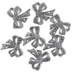 Perlmutt-Schmucksteine, Schleife, 4,5cm x 4,5cm, silber, 7 Stück