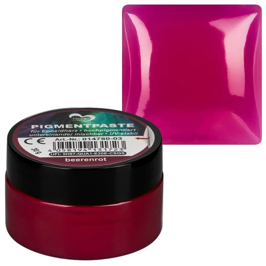 Pigmentpaste für Epoxidharz, 30g, beerenrot, hochpigmentiert, untereinander mischbar, UV-stabil
