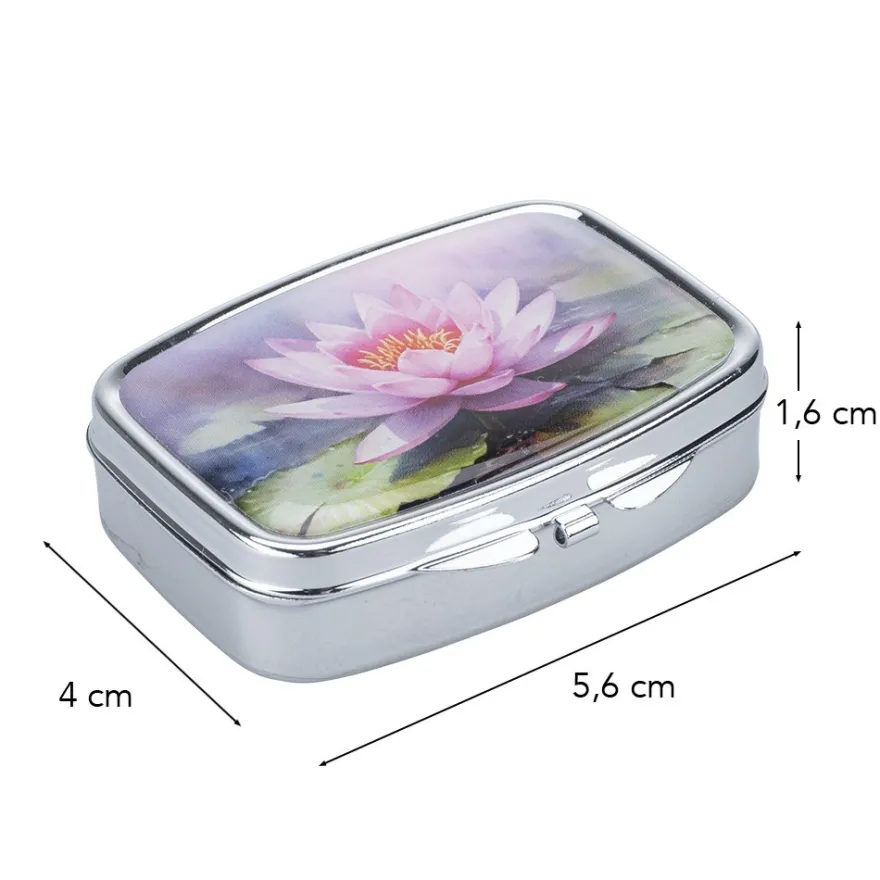 Pillendosen Blüten, 5,6cm x 4cm x 1,6cm, 2 Designs, 2 Stück