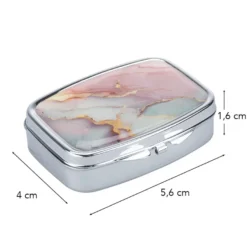 Pillendosen Marmoroptik, 5,6cm x 4cm x 1,6cm, 2 Designs, 2 Stück