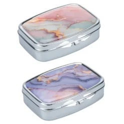 Pillendosen Marmoroptik, 5,6cm x 4cm x 1,6cm, 2 Designs, 2 Stück